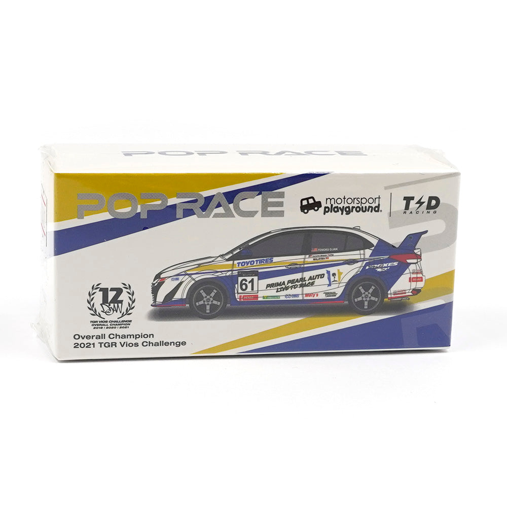 POP RACE 1:64 Toyota GR Vios Malaysia Season 4 #61 Tengku Djan w/ Driver Figure PR640008 – Diecast Set