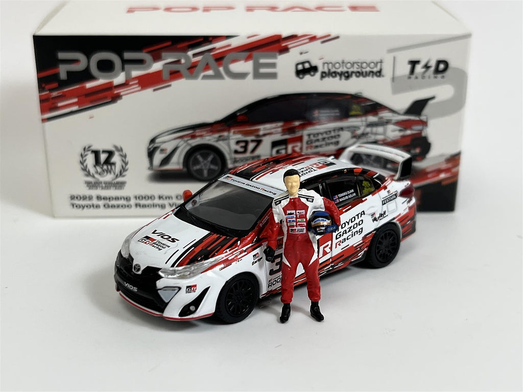 POP RACE 1:64 Toyota Gazoo Racing Vios #37 Sepang 1000km w/ Driver Figure – TGR Motorsport Diecast Set