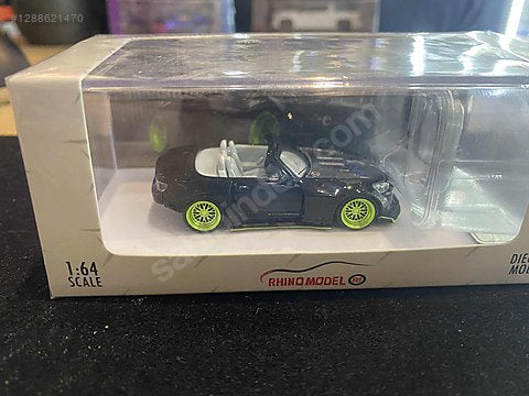 Rhino Model Honda S2000 Black Convertible Cabriolet | Neon Green Wheels | Resin