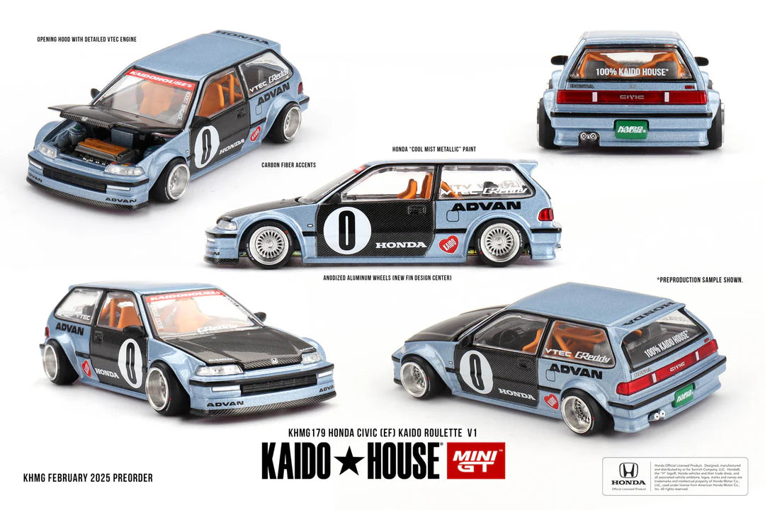 Kaido House x MINI GT 1:64 Honda Civic EF Kaido Roulette V2 Advan