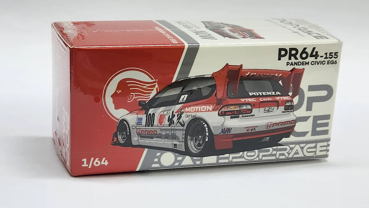 POP RACE 1:64 Pandem Honda Civic EG6 PR64-155 Widebody Race Car