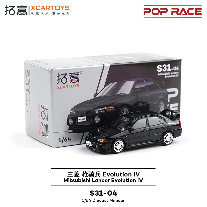 POP RACE x XCARTOYS 1:64 Mitsubishi Lancer Evolution IV Black S31-04