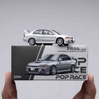 POP RACE 1:64 Mitsubishi Lancer Evolution IV PR64-140 Grey Diecast Model Car – JDM Classic Evo 4