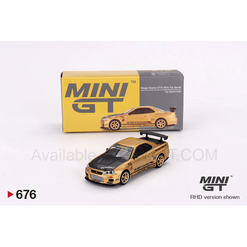 MINI GT 1:64 Nissan Skyline GT-R R34 – Top Secret Gold