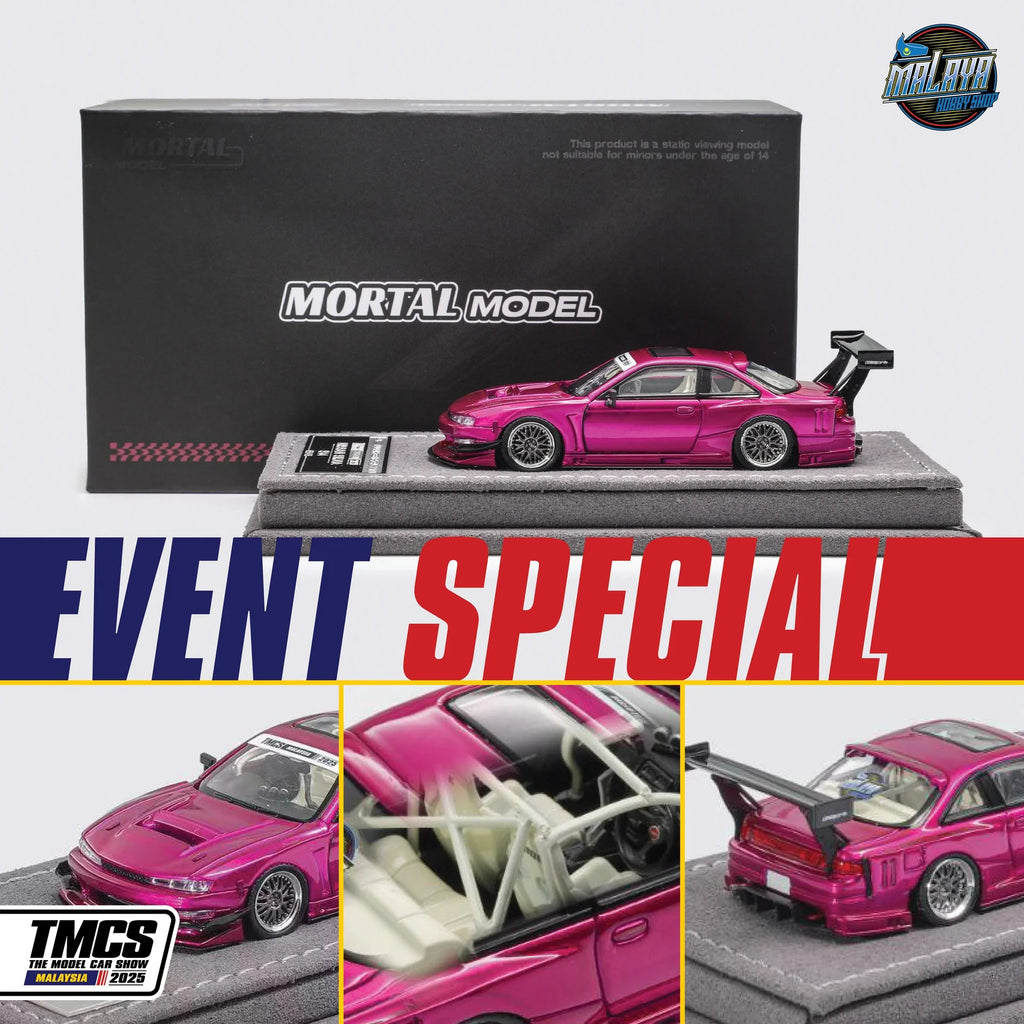Mortal Model 1:64 Widebody Nissan Silvia S14 – Pink Limited Edition Diecast with Display Base