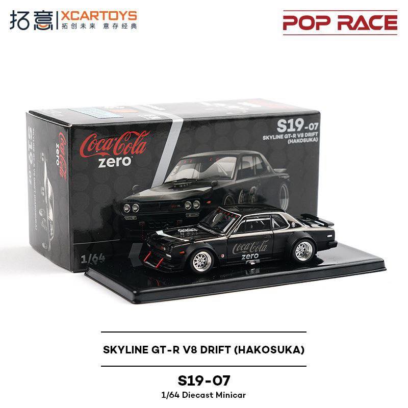POP RACE x XCARTOYS 1:64 Skyline GT-R V8 Drift “Hakosuka” Coca-Cola Zero S19-07