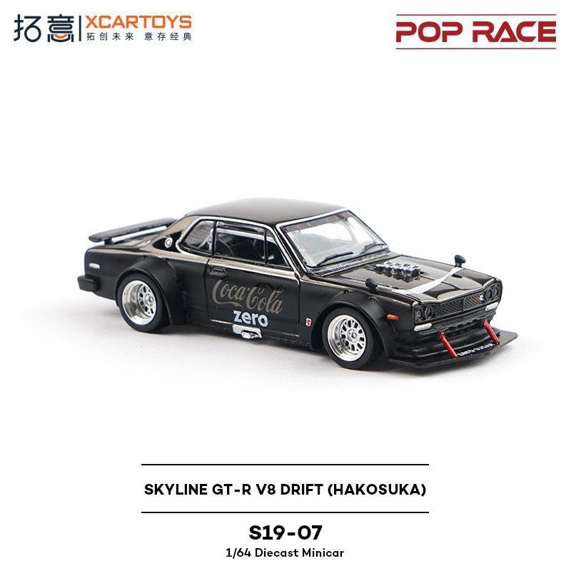 POP RACE x XCARTOYS 1:64 Skyline GT-R V8 Drift “Hakosuka” Coca-Cola Zero S19-07