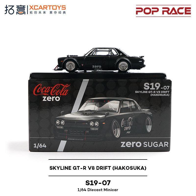 POP RACE x XCARTOYS 1:64 Skyline GT-R V8 Drift “Hakosuka” Coca-Cola Zero S19-07