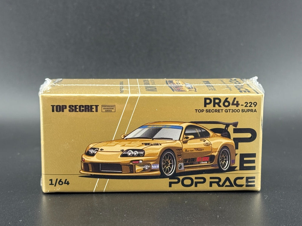POP RACE 1:64 Top Secret Toyota Supra GT300 PR64-229 Gold Diecast Model – JDM Tuner Collector Edition