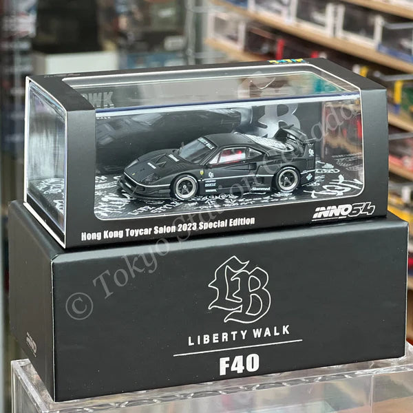 INNO64 LBWK Ferrari F40 Black Liberty Walk Hong Kong Toycar Salon 2023 Special Edition