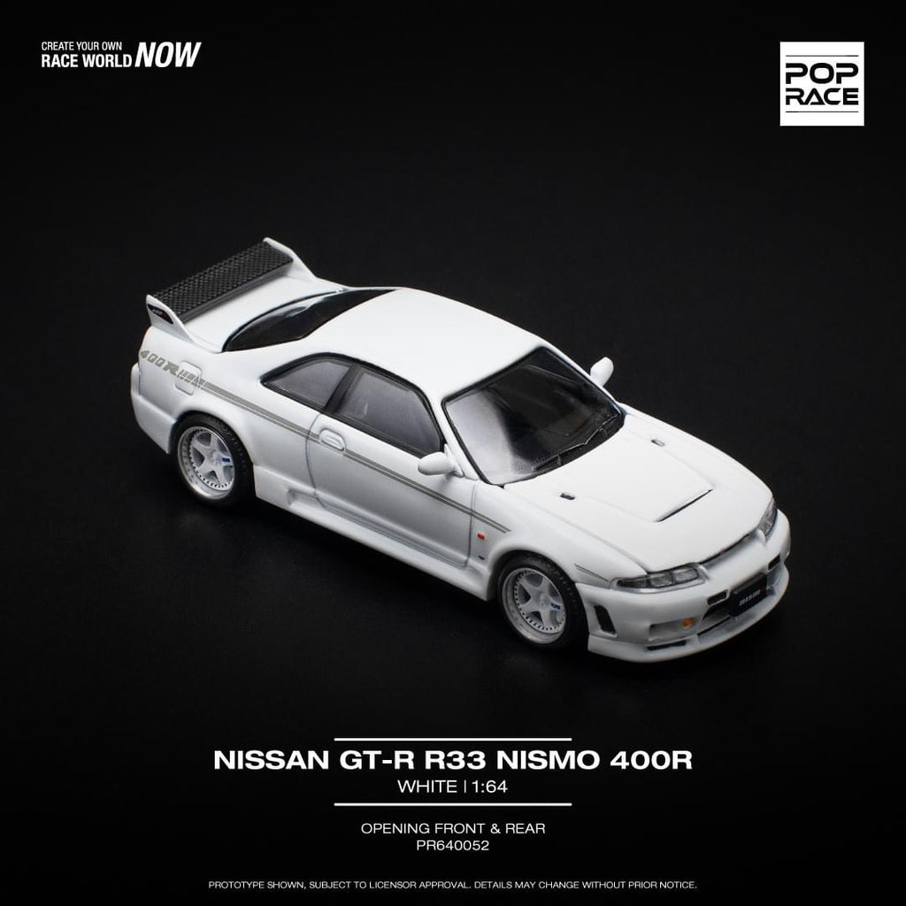 POP RACE 1:64 Nissan Skyline GT-R R33 NISMO 400R PR64-52 Silver Diecast Model – JDM Collector Edition