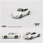 MINI GT 1:64 Porsche 911 Carrera RS 2.7 – Grand Prix White with Green Livery