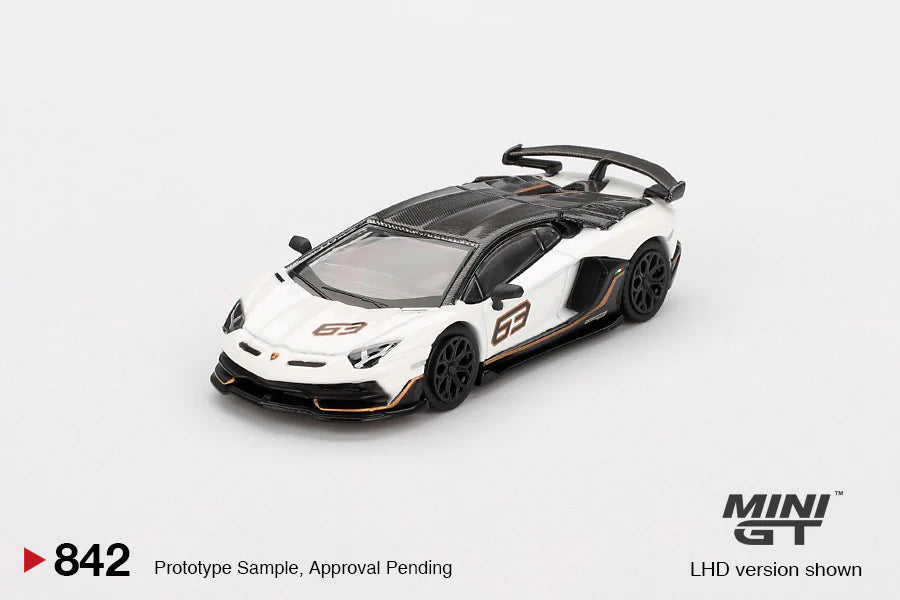 MINI GT 1:64 Lamborghini Aventador SVJ 63 – Bianco Asopo