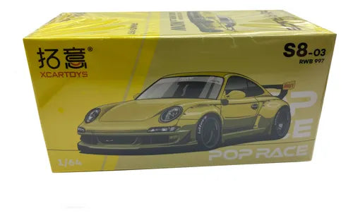 POP RACE x XCARTOYS 1:64 Porsche RWB 997 Yellow S8-03