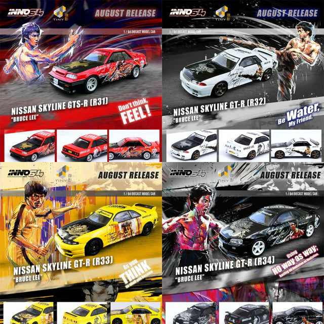 INNO64 Nissan Skyline GT-R Bruce Lee 50th Legacy Edition Set R31 R32 R33 R34