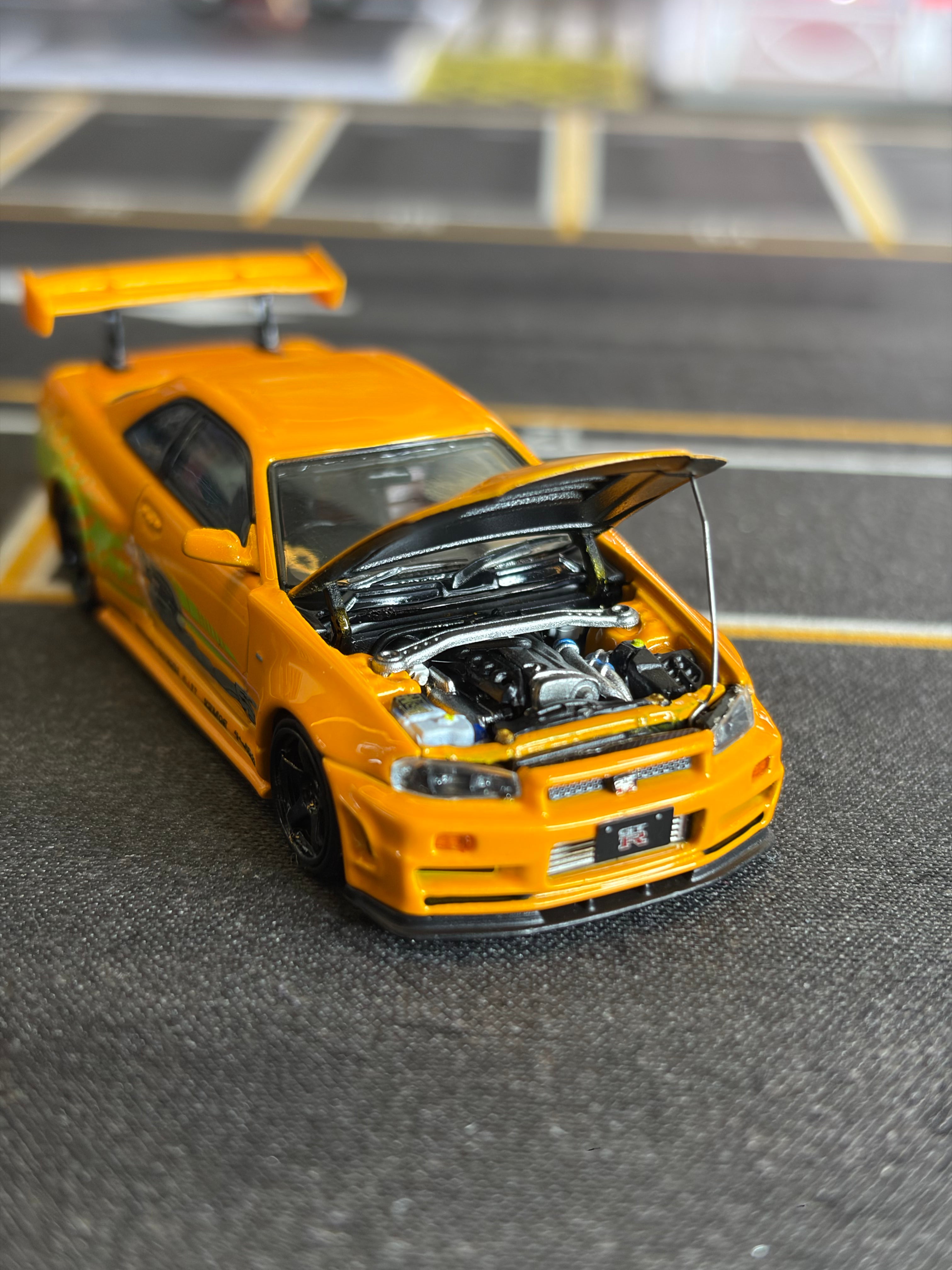 Time Micro 1:64 Nissan Skyline GT-R R34 Orange Fast & Furious Style Limited 999