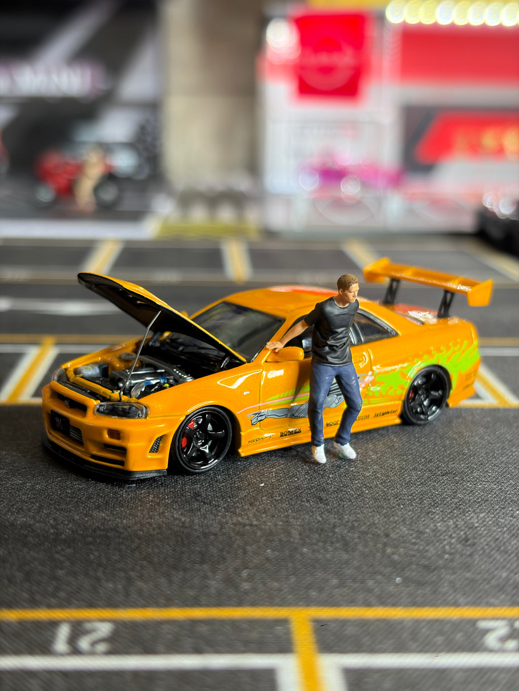 Time Micro 1:64 Nissan Skyline GT-R R34 Orange Fast & Furious Style Limited 999