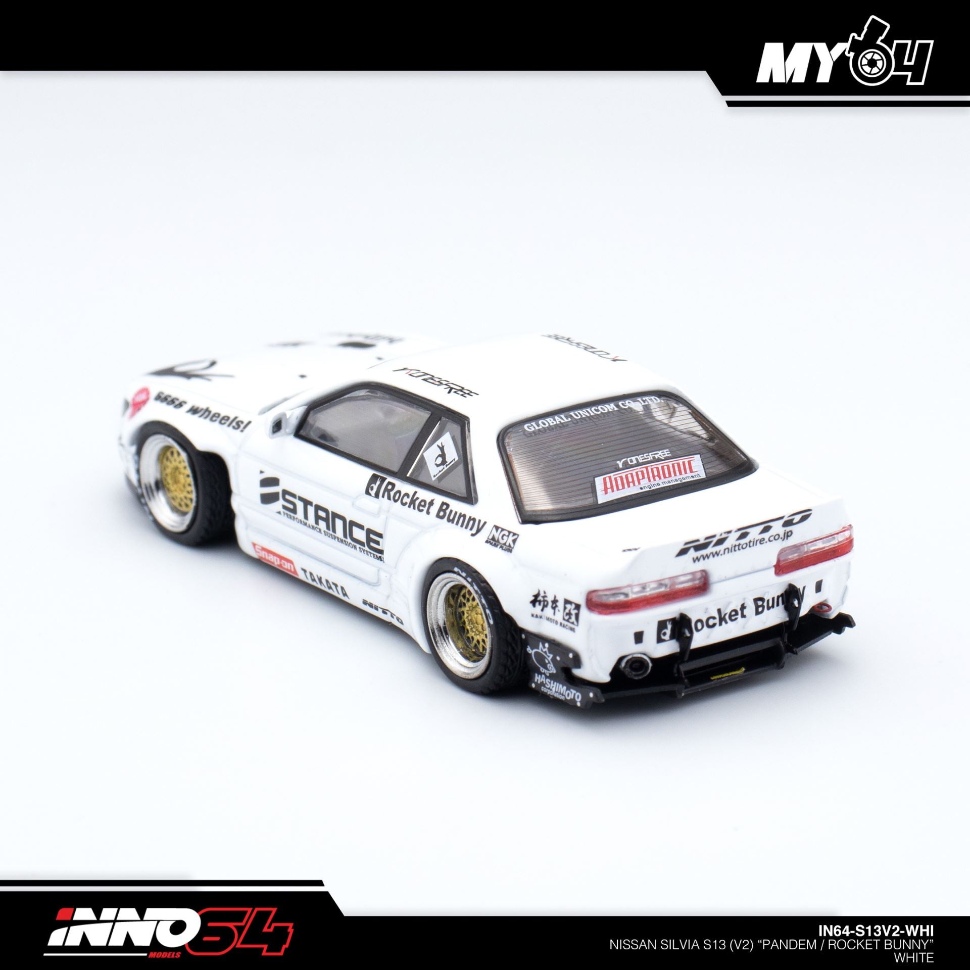 INNO64 Nissan Silvia S13 V2 Pandem Rocket Bunny White