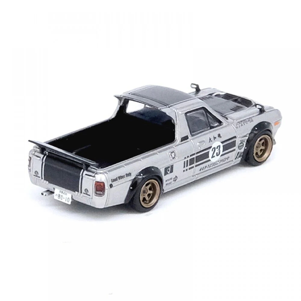 INNO64 Hakotora Pickup Truck Inazuma Work #23 Silver 1:64 Diecast Datsun Sunny Hakotora Custom Model