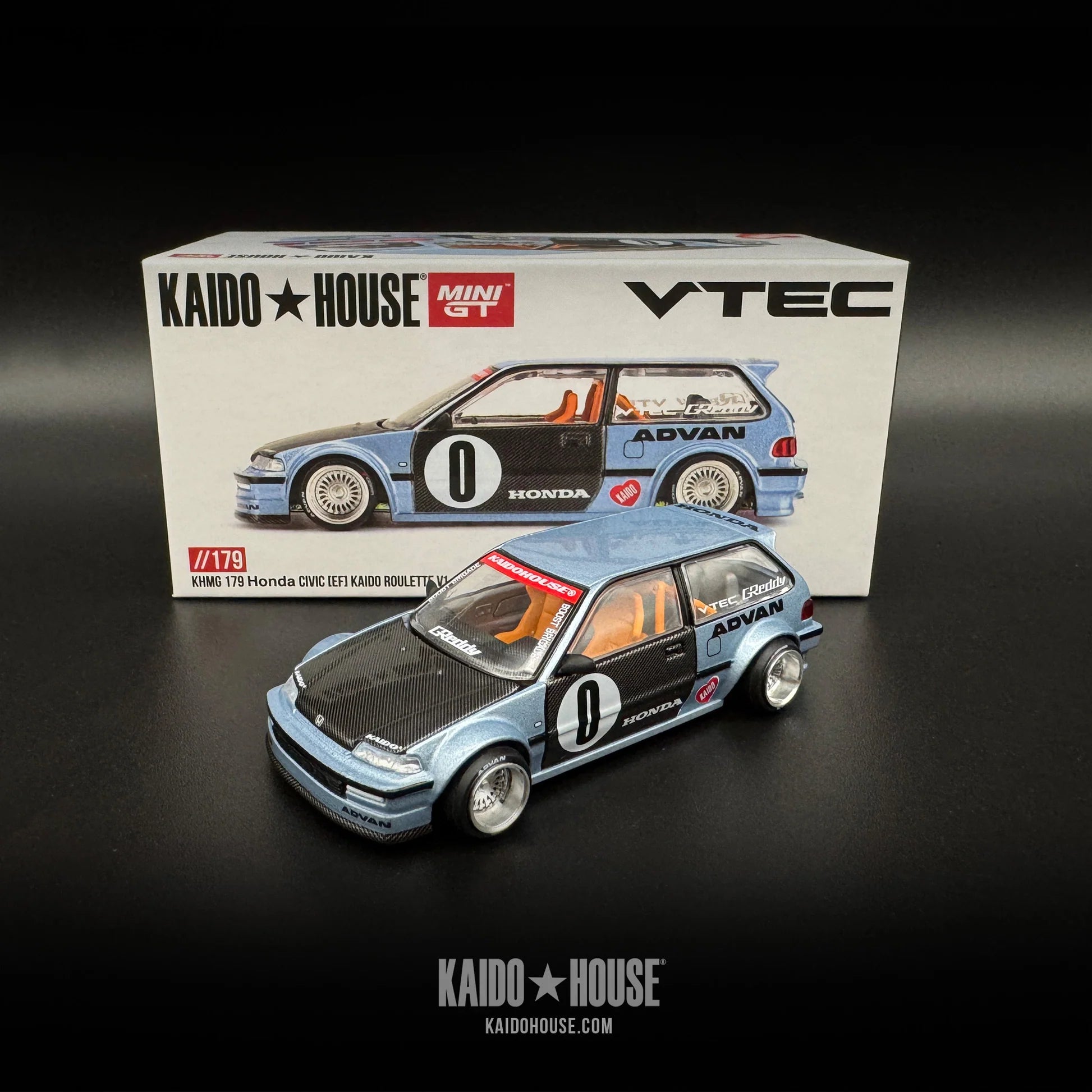 Kaido House x MINI GT 1:64 Honda Civic EF Kaido Roulette V2 Advan