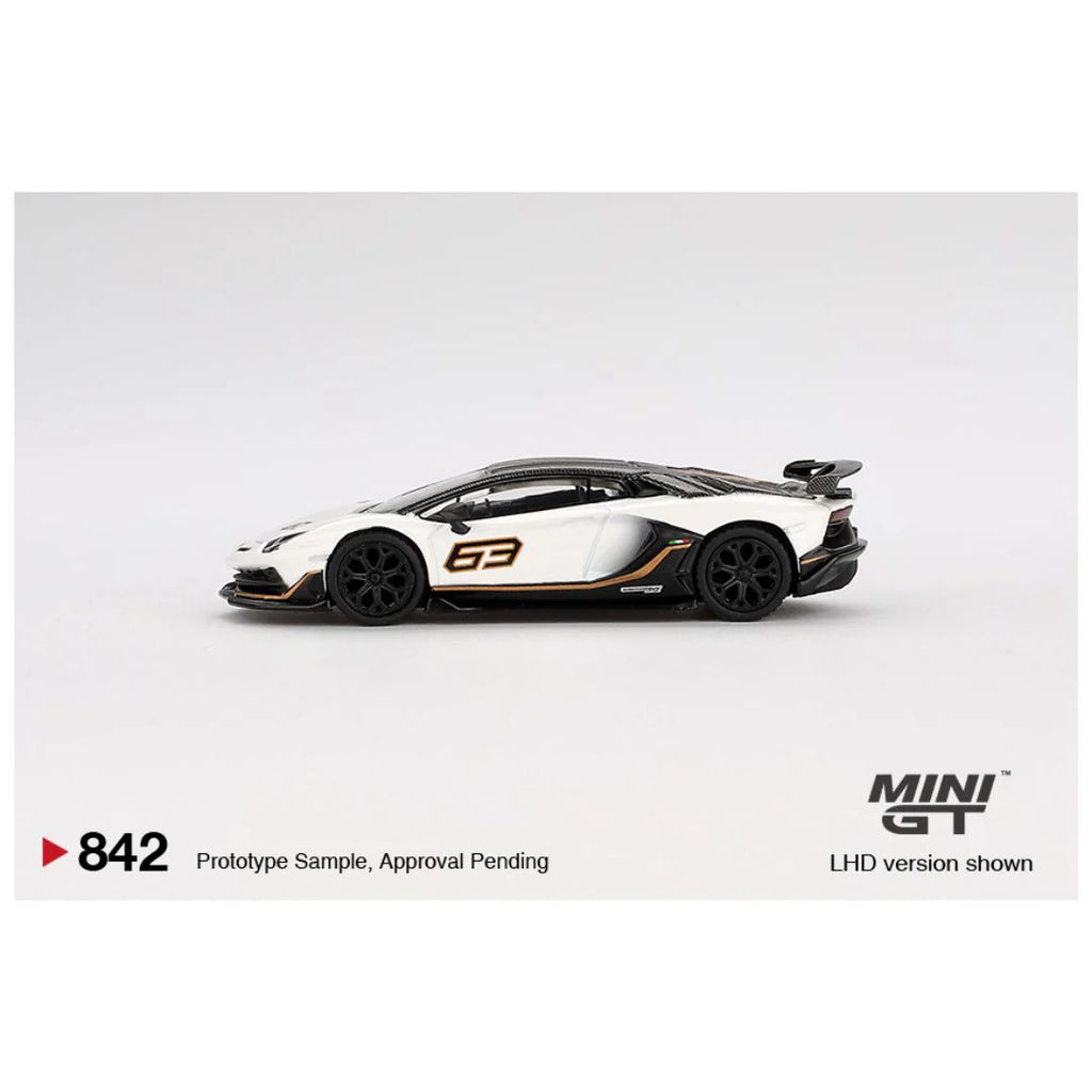MINI GT 1:64 Lamborghini Aventador SVJ 63 – Bianco Asopo