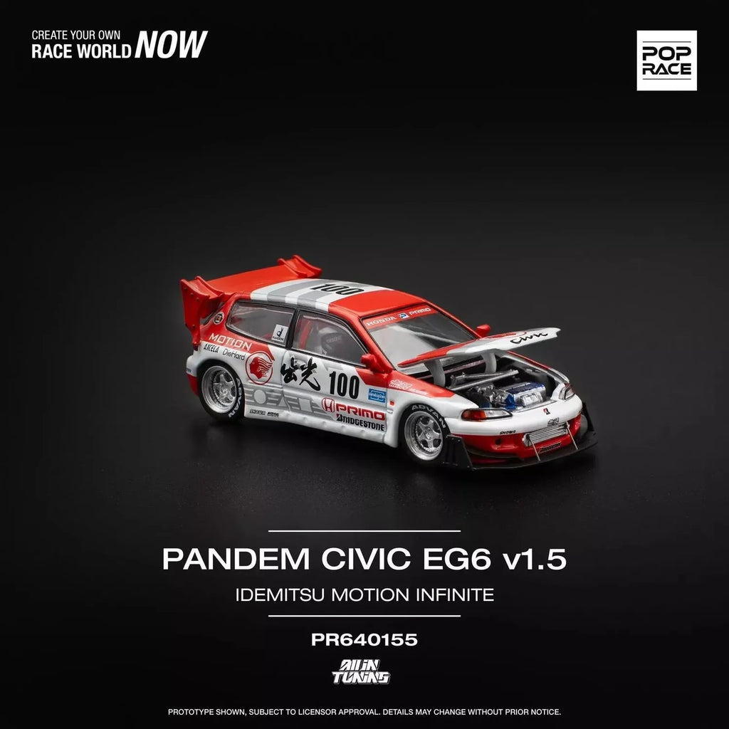 POP RACE 1:64 Pandem Honda Civic EG6 PR64-155 Widebody Race Car