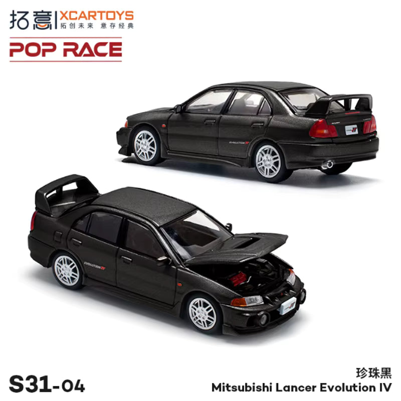 POP RACE x XCARTOYS 1:64 Mitsubishi Lancer Evolution IV Black S31-04