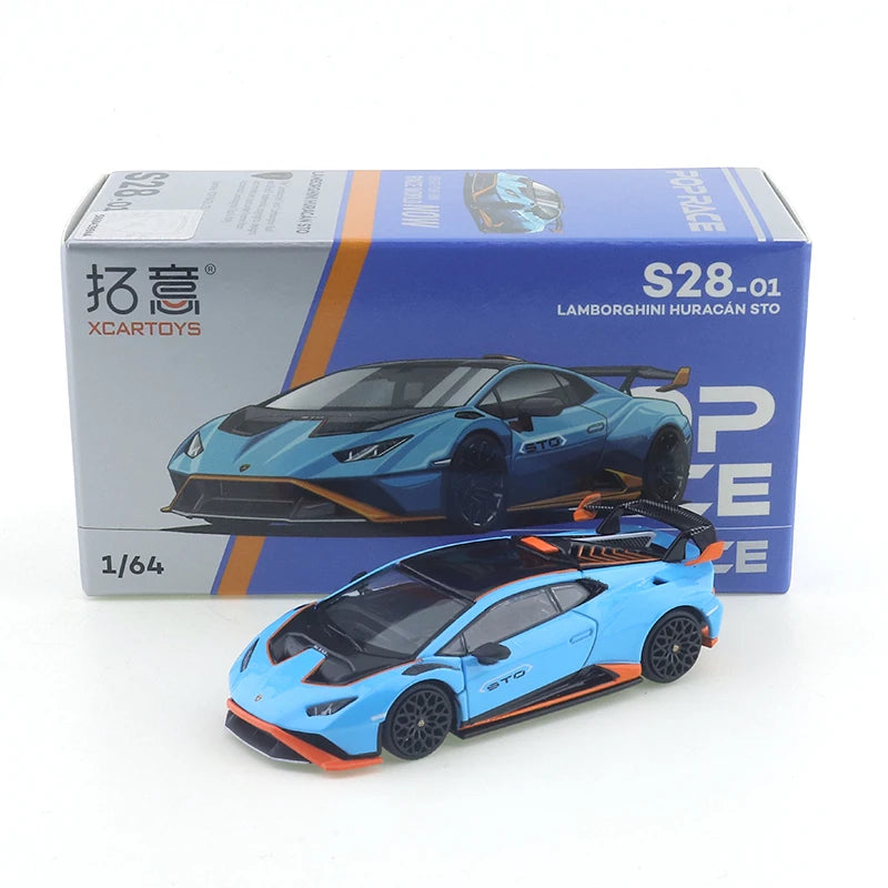 POP RACE x XCARTOYS 1:64 Lamborghini Huracán STO Blue S28-01