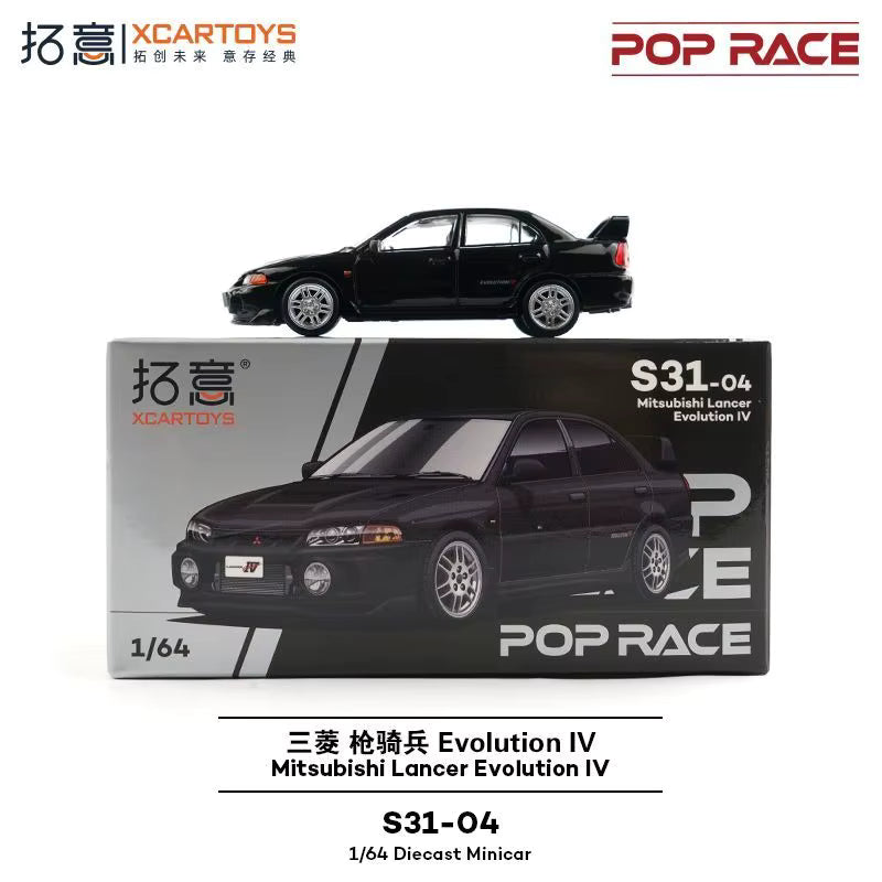POP RACE x XCARTOYS 1:64 Mitsubishi Lancer Evolution IV Black S31-04