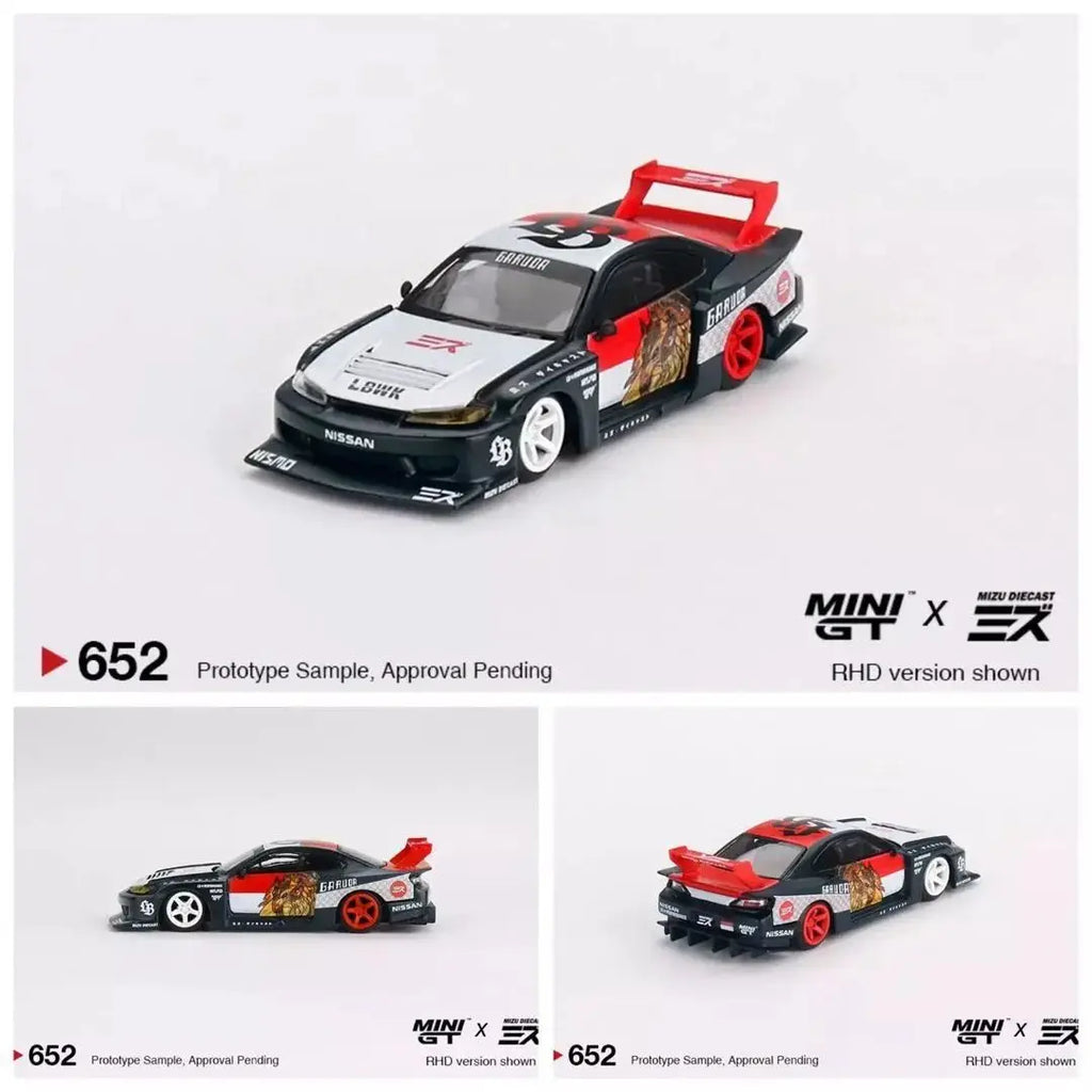 MINI GT 1:64 Nissan Silvia S15 LB★WORKS × MIZU Diecast EX (RHD)