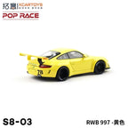 POP RACE x XCARTOYS 1:64 Porsche RWB 997 Yellow S8-03