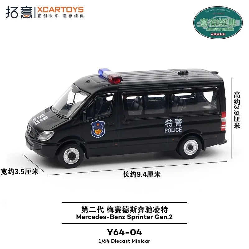 XCAR TOYS 1:64 Mercedes-Benz Sprinter Gen.2 Police Van Black Y64-04