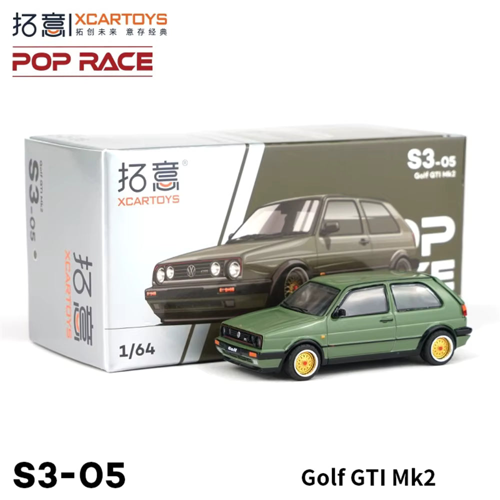 XCARTOYS x POP RACE 1:64 Volkswagen Golf GTI Mk2 Green S3-05