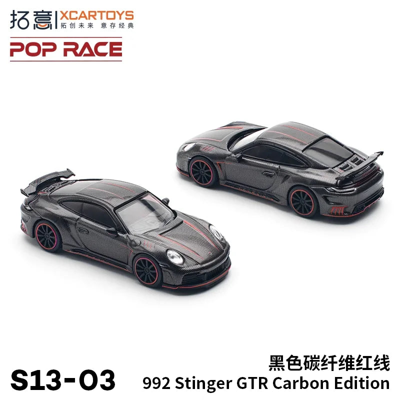 POP RACE x XCARTOYS 1:64 Porsche 992 Stinger GTR Carbon Edition S13-03
