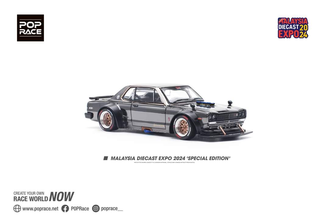 POP RACE 1:64 Nissan Skyline GT-R V8 Drift Hakosuka PR64-118 MDX 2024 Malaysia Diecast Expo Limited Model