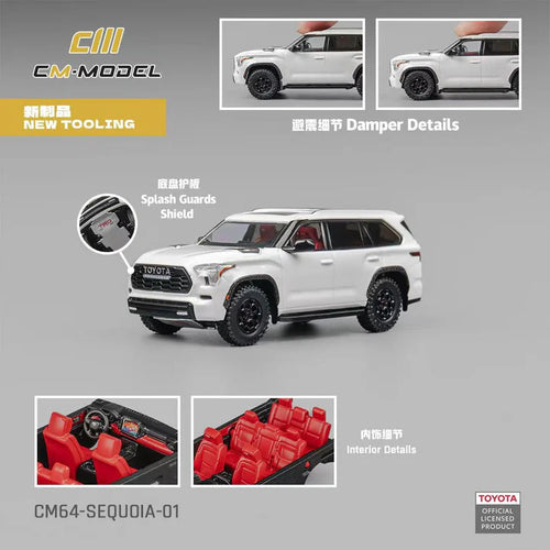 CM Model Toyota Sequoia Off-Road White Diecast SUV