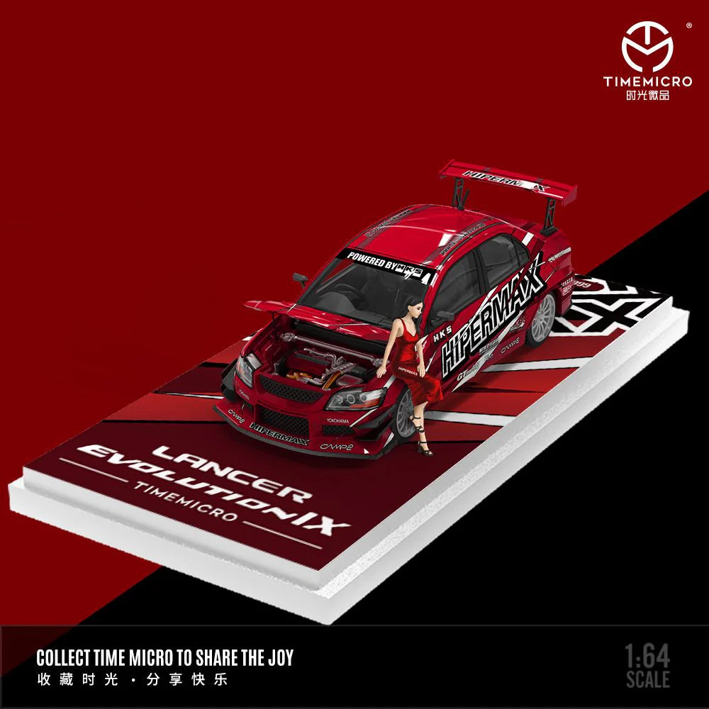 Time Micro 1:64 Mitsubishi Lancer Evolution HKS HIPERMAX Race Livery Red Limited 999