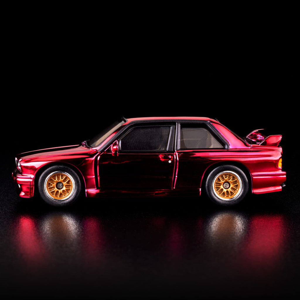 Hot Wheels RLC BMW M3 HNL25 side profile with gold wheels