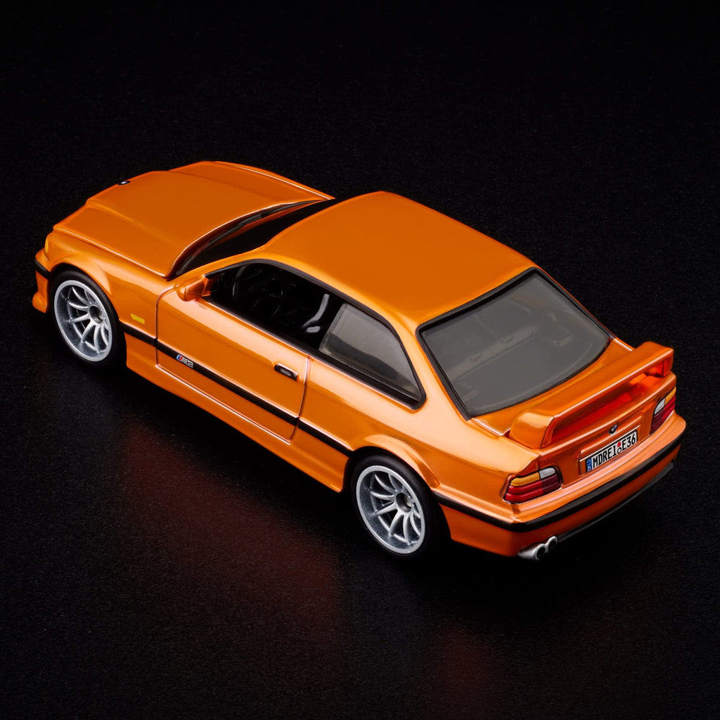 Hot Wheels RLC BMW M3 LTW JCP08 rear three-quarter view