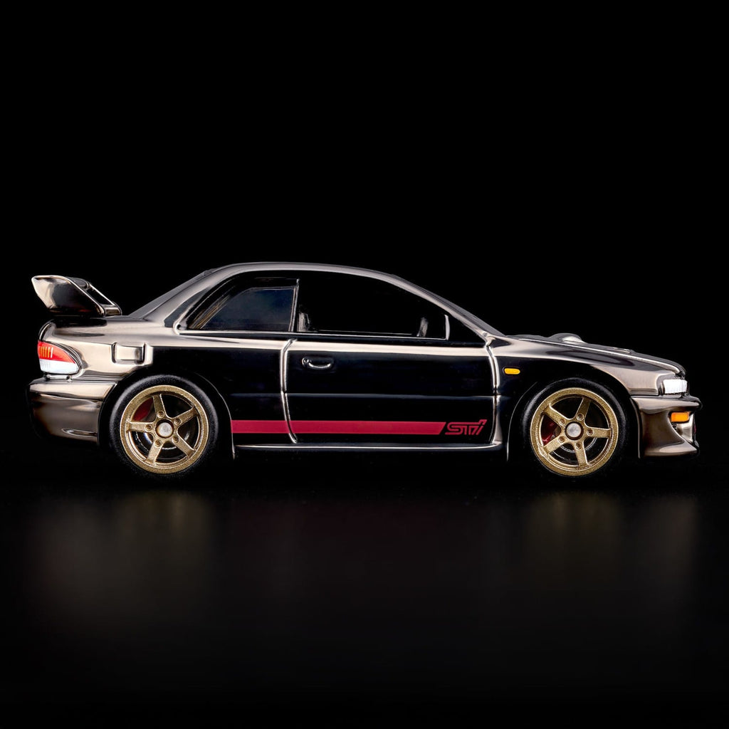 Hot Wheels RLC 1998 Subaru Impreza WRX STi Spectraflame slate JJY62 — Side profile
