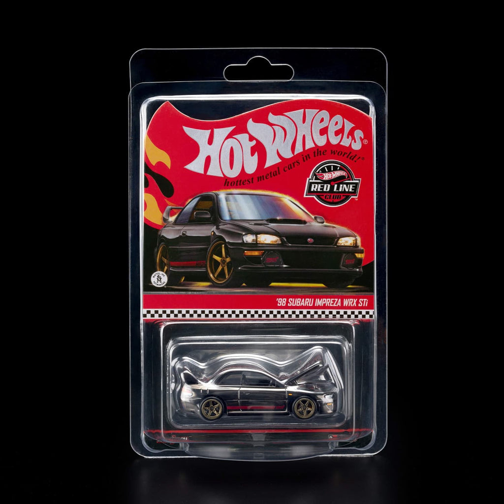 Hot Wheels RLC 1998 Subaru Impreza WRX STi Spectraflame slate JJY62 — Blister card inside protective clamshell