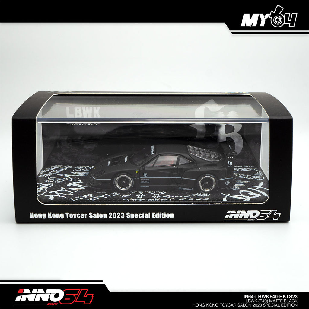 INNO64 Ferrari F40 LBWK Matte Black HK Toycar Salon 2023 — event packaging