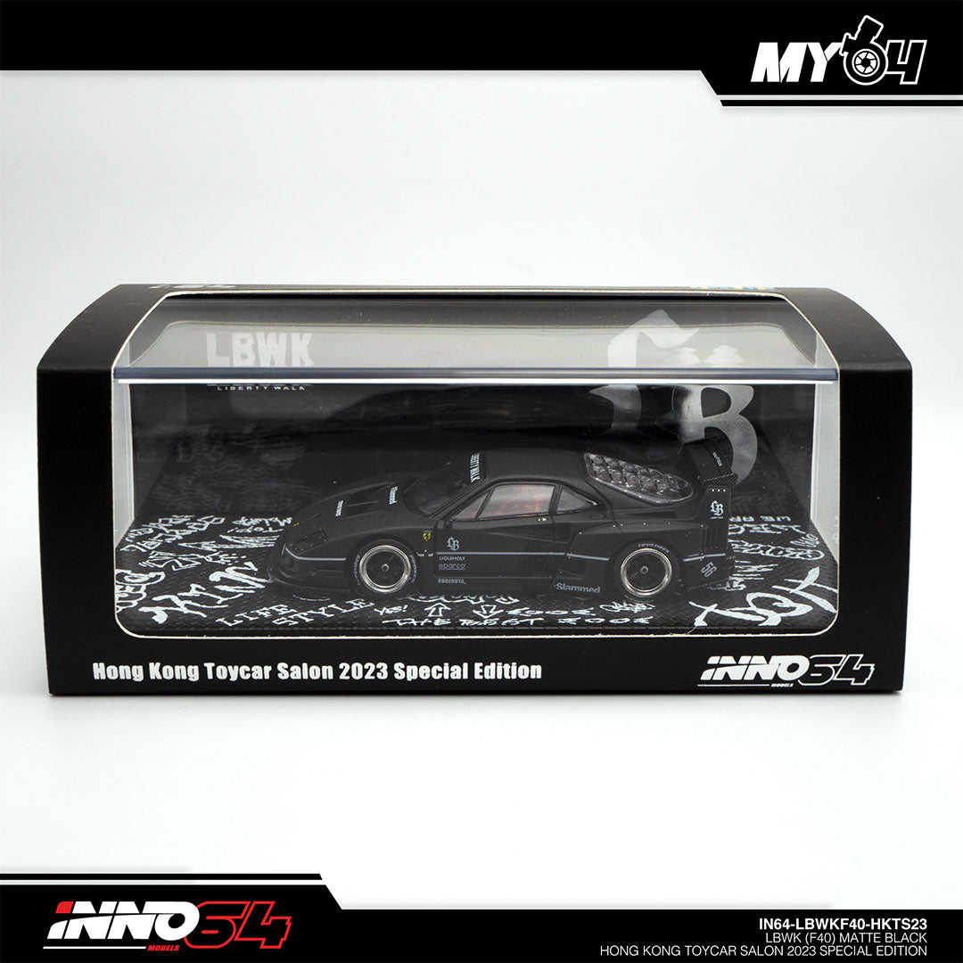 INNO64 Ferrari F40 LBWK Matte Black HK Toycar Salon 2023 — event packaging