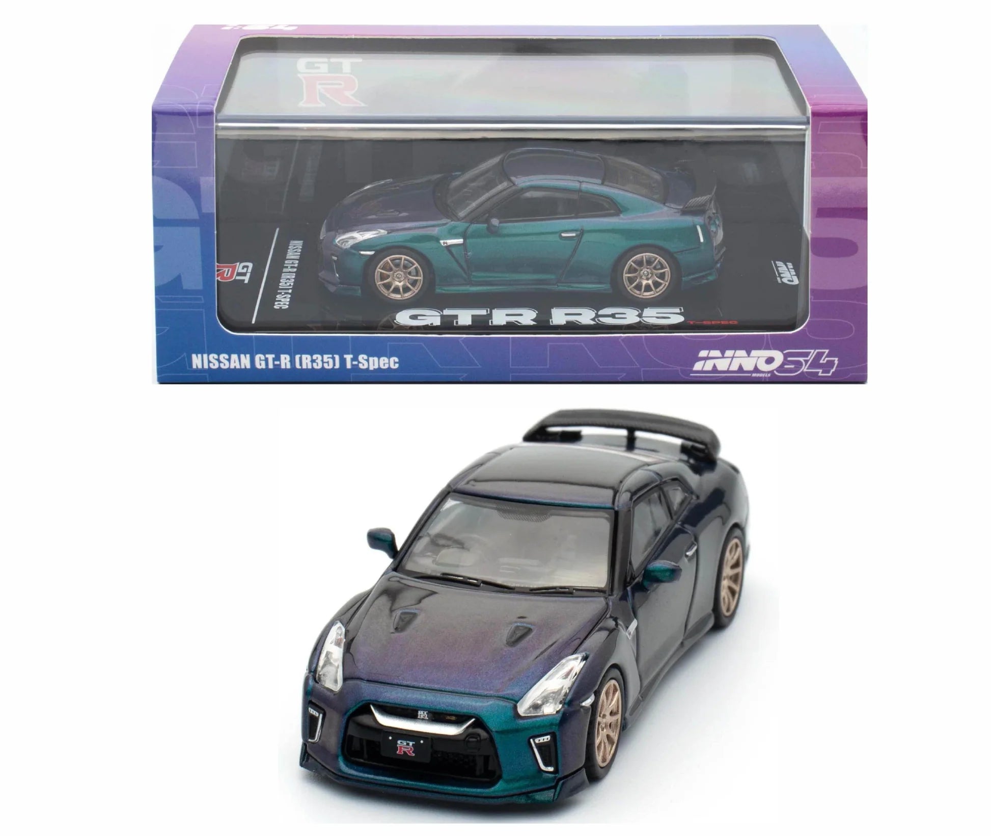 INNO64 Nissan GT-R R35 T-Spec Midnight Purple/Green