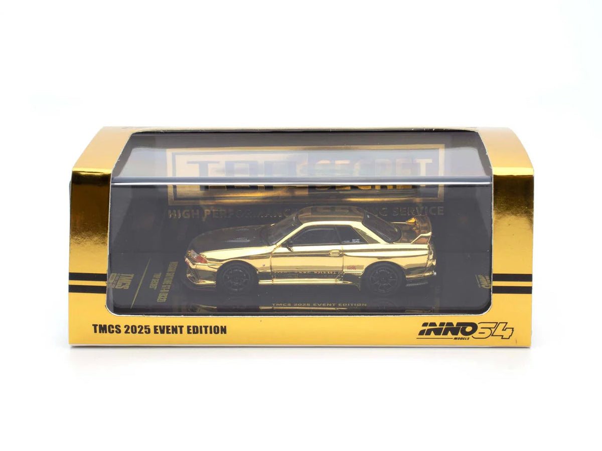 INNO64 Nissan Skyline GT-R R32 Top Secret Gold Chrome TMCS 2025 — TMCS 2025 window display box