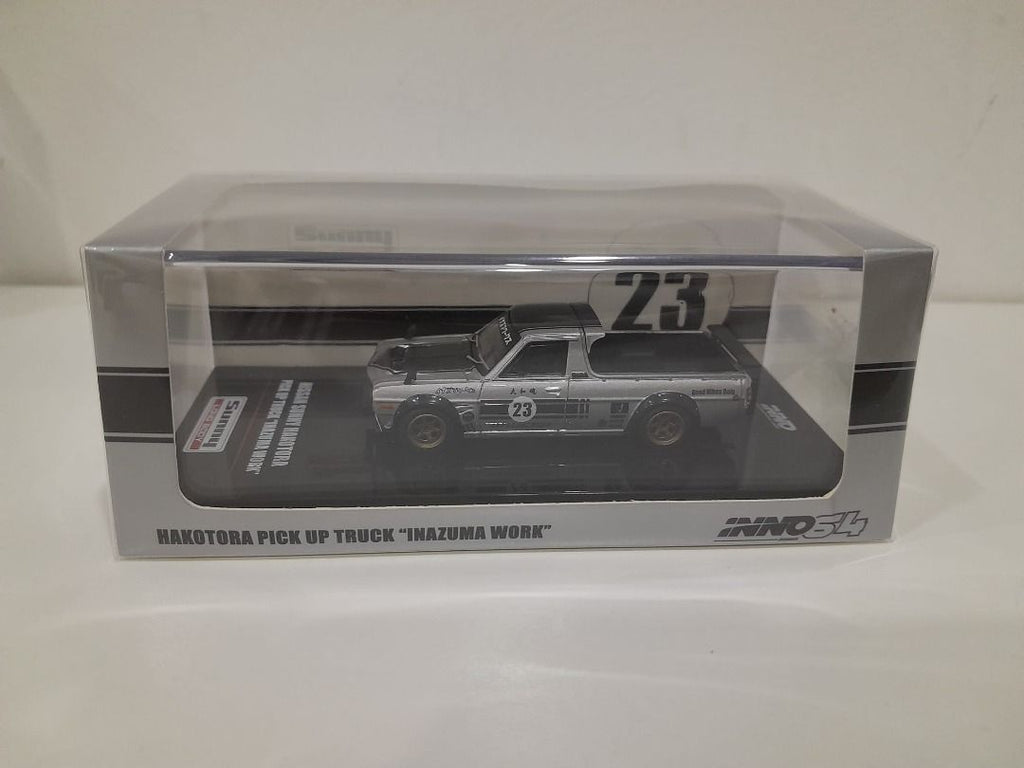 INNO64 Hakotora Pickup Truck Inazuma Work #23 Silver 1:64 Diecast Datsun Sunny Hakotora Custom Model