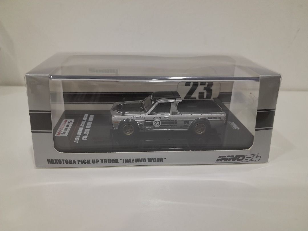 INNO64 Hakotora Pickup Truck Inazuma Work #23 Silver 1:64 Diecast Datsun Sunny Hakotora Custom Model
