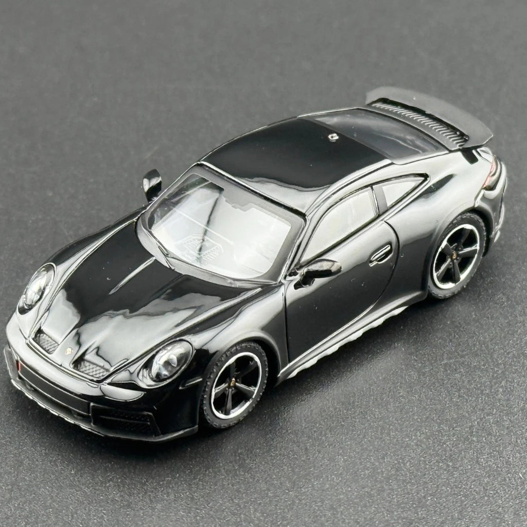 MINI GT 958 Porsche 911 Dakar Black overhead front view