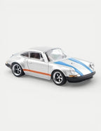 POP RACE x XCARTOYS 1:64 Singer 964 Silver w/ Blue Stripes S10-06