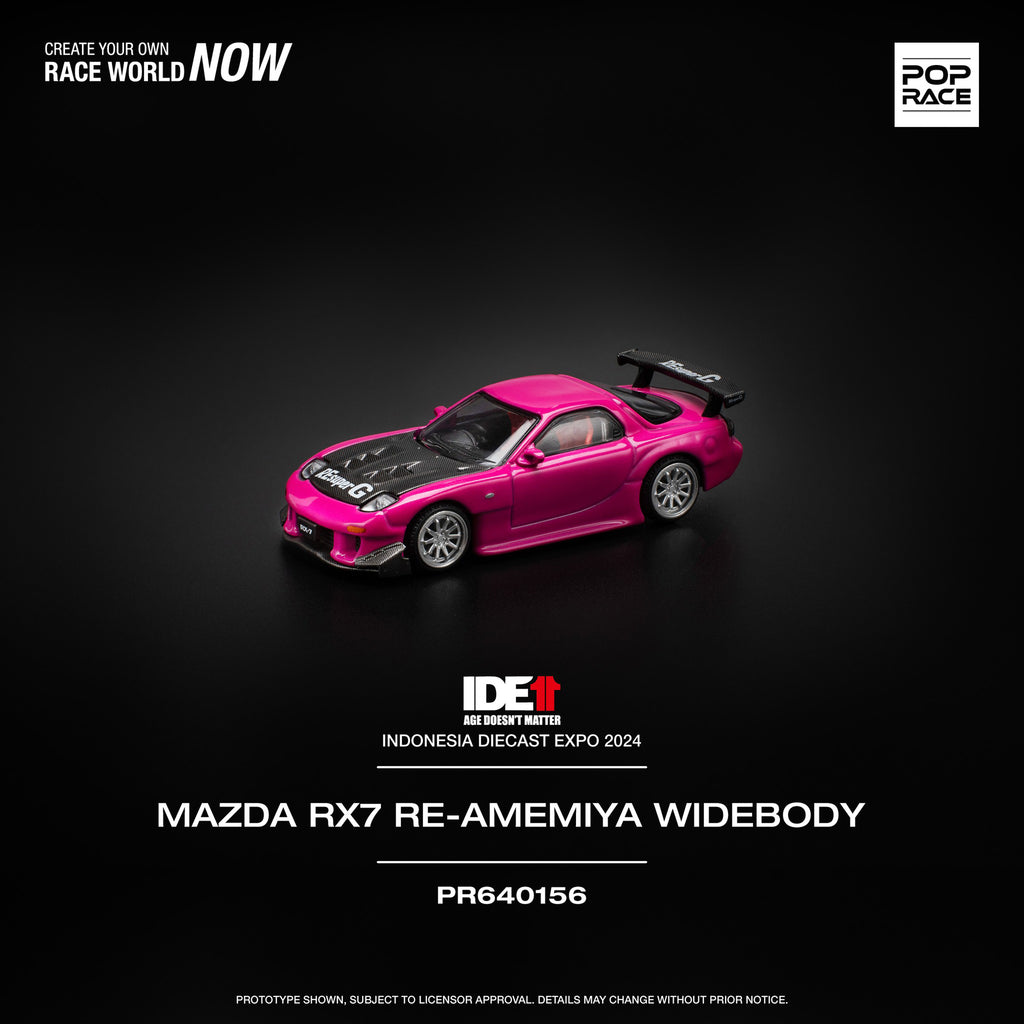 POP RACE PR64-156 Mazda RX-7 Pink IDE 2024 — Front view
